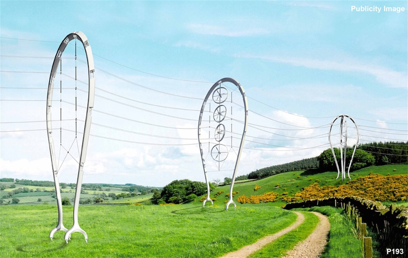 Illustration for article titled These Beautiful Giant Sculptures Support Power Lines With Style